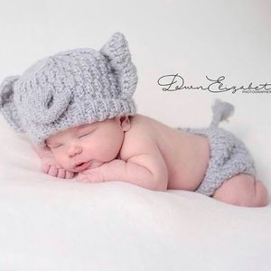 Elephant hat and diaper cover for newborn photos